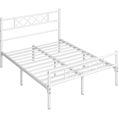 Costoffs Cadre de Lit en Métal Moderne - Structure à 6 Pieds avec Tête de Lit Design en Forme X - Sommier à Lattes Métalliques et Grand Espace de Rangement Sous-lit - Idéal pour Chambre d'Invite, Dortoir ou Appoint - Style Industriel Élégant