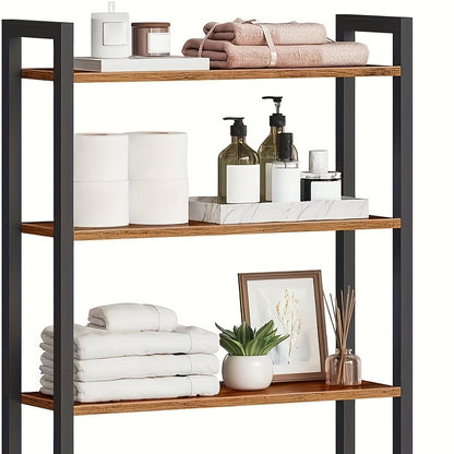 Étagère de rangement au-dessus des toilettes, 3 niveaux, marron campagne, taupe, étagères au-dessus des toilettes, étagère de rangement au-dessus des toilettes pour salle de bain peu encombrante, facile à assembler