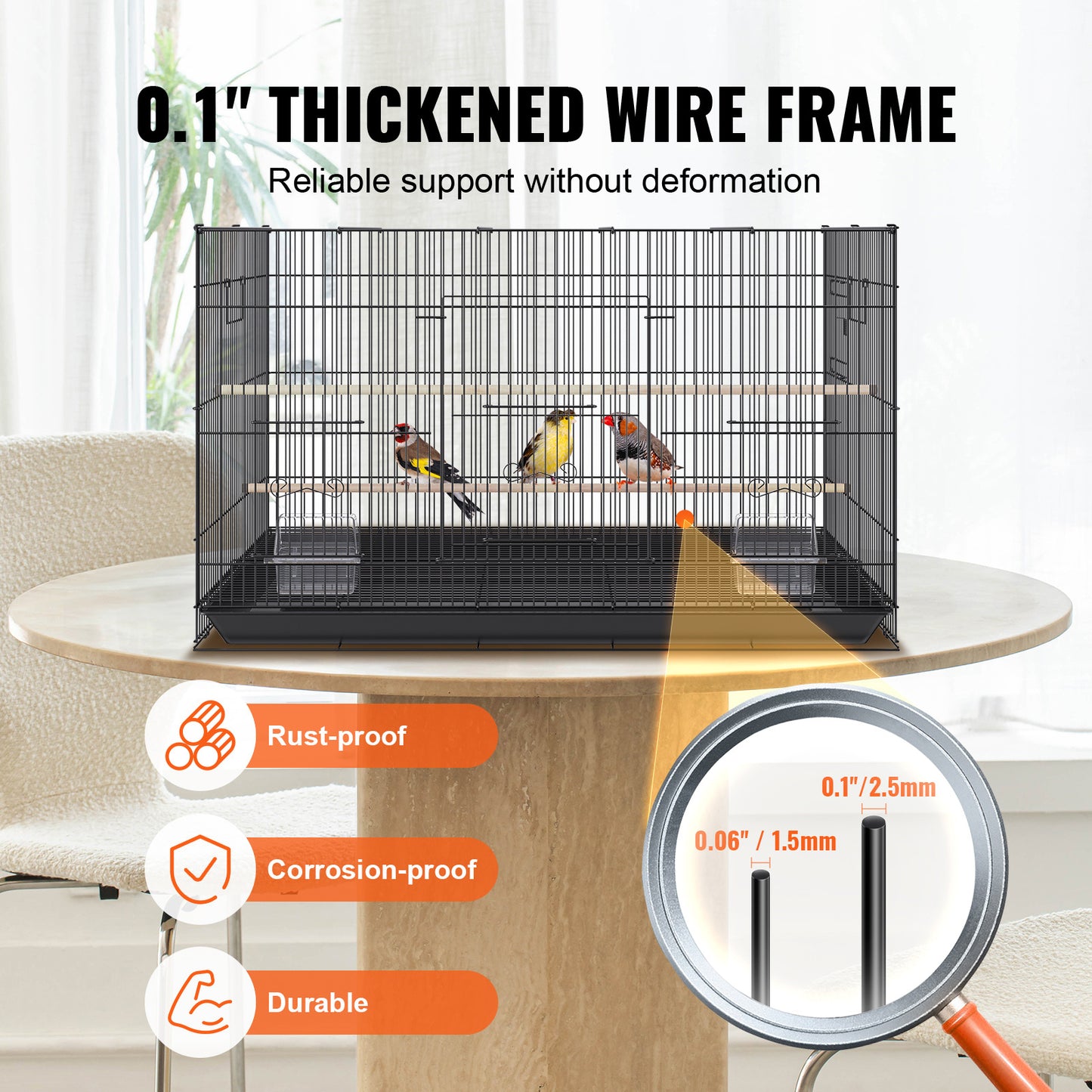 Cage à oiseaux VEVOR 30 pouces, grande cage en métal pour perruches ondulées, calopsittes, petits perroquets, perruches, inséparables, canaris, cage pour oiseaux de compagnie avec support roulant et bac à litière