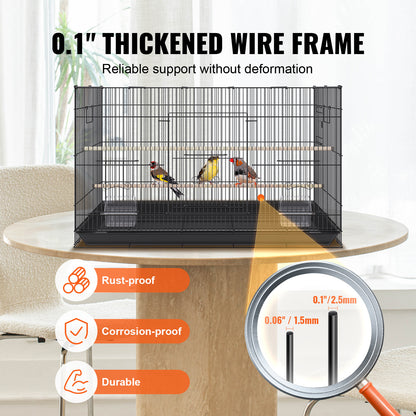 Cage à oiseaux VEVOR 30 pouces, grande cage en métal pour perruches ondulées, calopsittes, petits perroquets, perruches, inséparables, canaris, cage pour oiseaux de compagnie avec support roulant et bac à litière