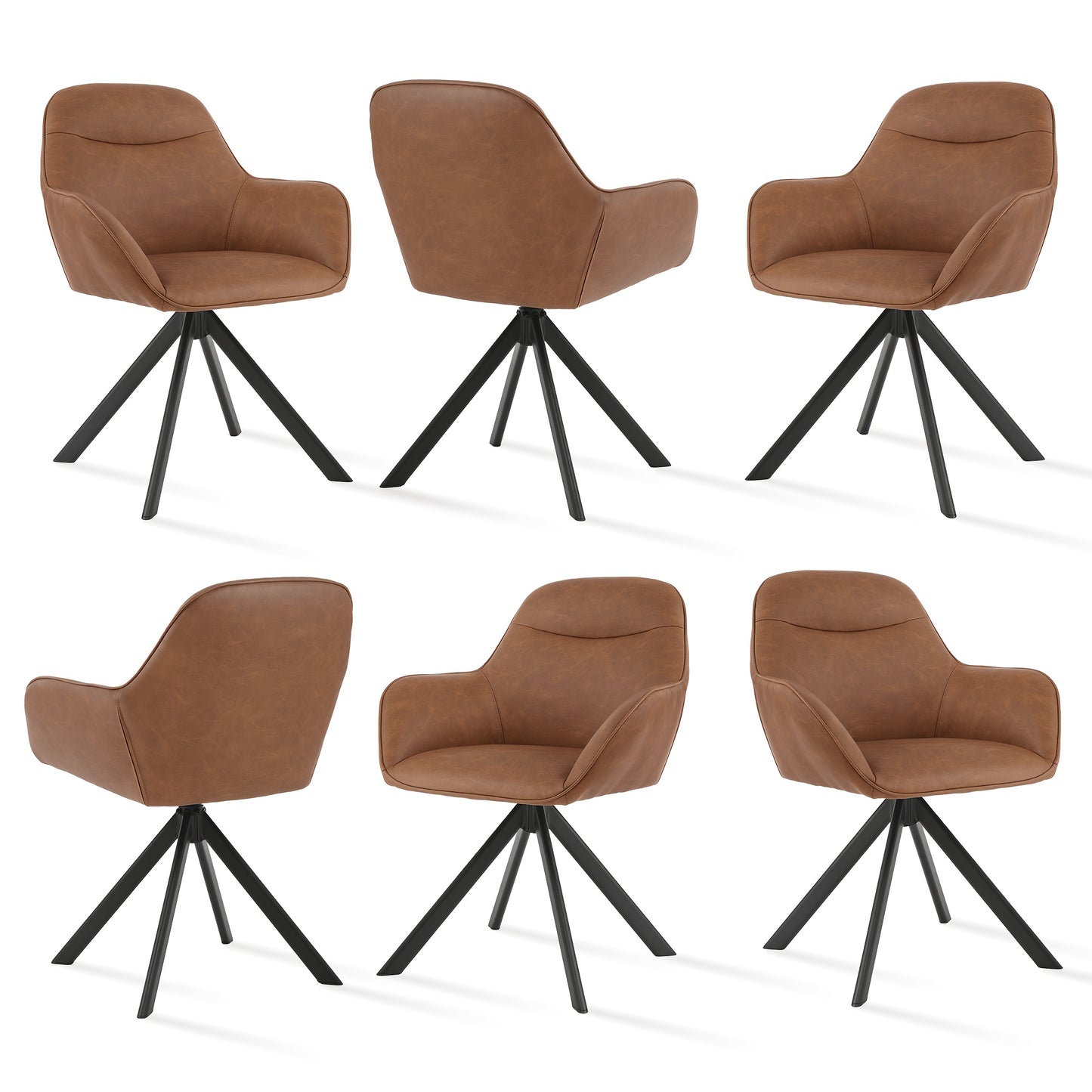 Chaises de salle à manger élégantes et contemporaines, pivotantes à 360 degrés, rembourrées avec assises épaisses, conçues de manière ergonomique pour les familles, les cafés et les restaurants - Lot de 2/ Lot de 4/ Lot de 6