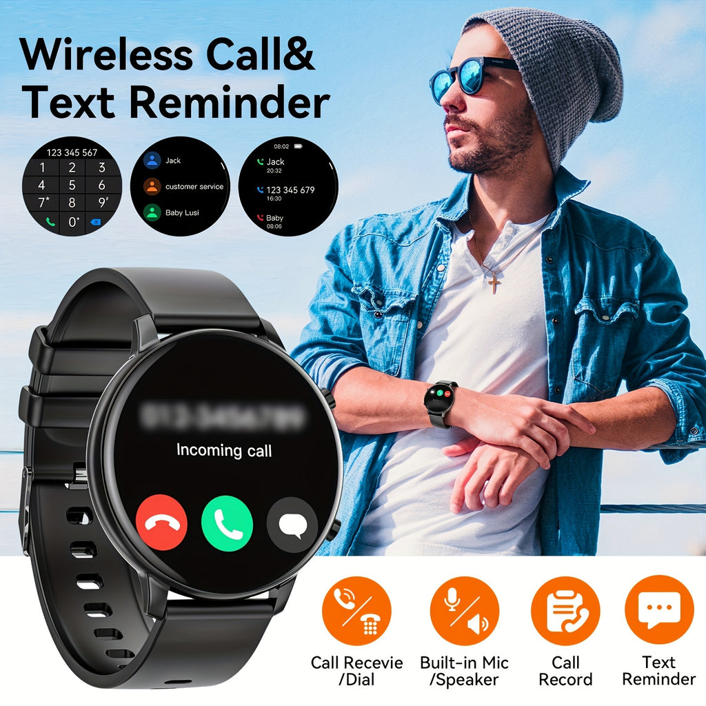 Montre Connectée Sport 1.39 pouces Écran Tactile Haute Définition, Appel Sans Fil, Assistant Vocal, Contrôle de la Caméra Sans Fil, Rappel Sédentaire, Lecture de Musique, 5.3, Chargement Magnétique, Batterie 210Mah, Compatible Android et iPhone