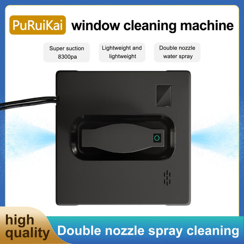 PuRuiKai21B 2026 Robot de Nettoyage de Fenêtres Carré Amélioré (Branché) : Fonctionnement Automatique à Télécommande, Fonction de Pulvérisation d'Eau Automatique et Corde de Sécurité -Chute de 4,5 mètres, Ensemble Inclut 4 Chiffons de Nettoyage (Expédié d