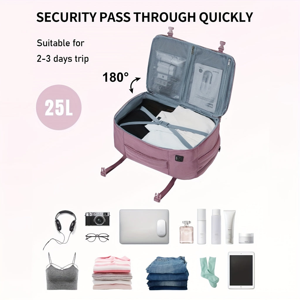 Sac à Dos Approuvé pour Vol de 25L avec 13 Compartiments Tout-en-Un, Ouverture à 180° et Poche pour Bagage - Idéal pour Hommes et Femmes, Cadeau de Noël