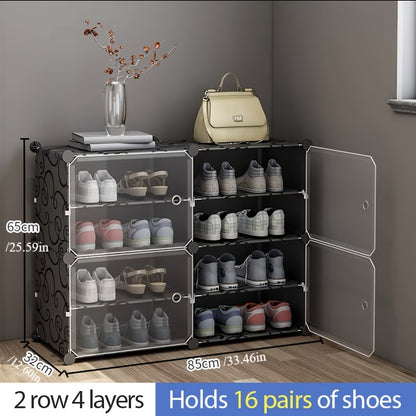 Étagère à chaussures facile, armoire à chaussures en plastique, rangement anti-poussière multicouche, convient pour l'assemblage multicouche d'étagères à chaussures dans les chambres, les halls d'entrée, les salons, les dortoirs et les portes avec de mult