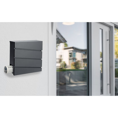 MONZANA® XXL Boîte aux Lettres avec Compartiment pour Journal, Verrouillable, 2 Clés Incluses - Matériel d'Assemblage en Acier Moderne et Simple – Mur à Rouleau de Papier Antracite