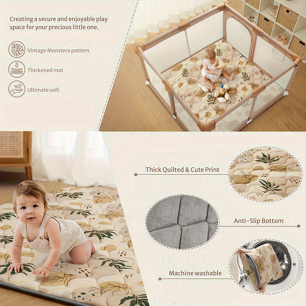 Tapis de jeu/Tapis de butinage épaissi, portable et pliable pour enfants, 180×150 cm et 127×127 cm, doux et confortable, antidérapant et durable, sans odeur, lavable en machine, convient aux parcs pour bébés et aux sols, poils en fibre de  de haute qualit