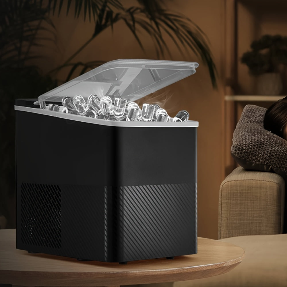 Machine à glaçons de comptoir compacte, produit 9 glaçons en 5 minutes (rendement quotidien de 14 kg) avec 2 tailles de glaçons en forme de balle. Inclut une pelle à glace et un panier, autonettoyante, idéale pour la maison, la cuisine, le bureau ou les f