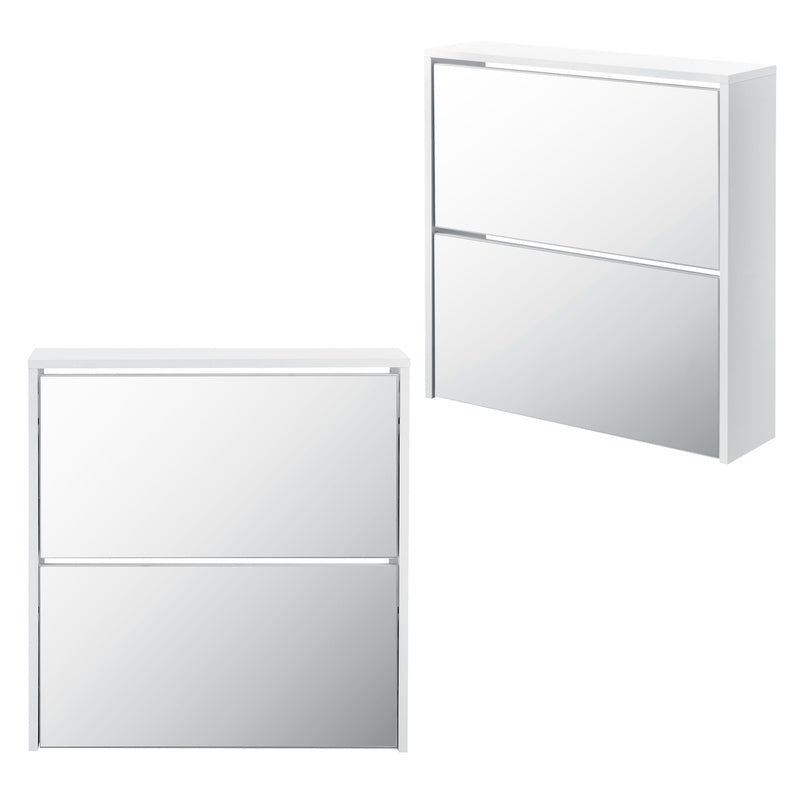 Armoire à chaussures Vogar avec portes miroir de différentes couleurs et tailles