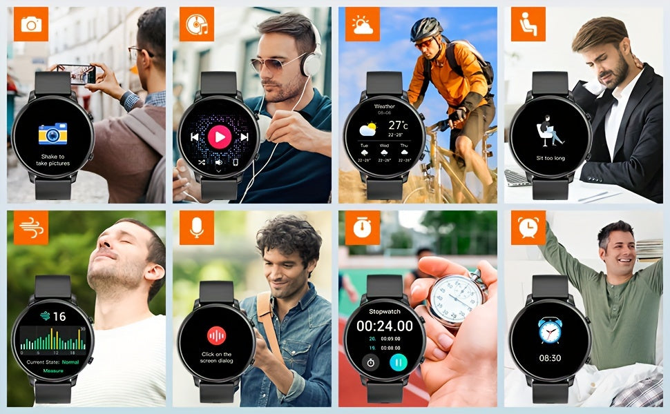 Montre Connectée Sport 1.39 pouces Écran Tactile Haute Définition, Appel Sans Fil, Assistant Vocal, Contrôle de la Caméra Sans Fil, Rappel Sédentaire, Lecture de Musique, 5.3, Chargement Magnétique, Batterie 210Mah, Compatible Android et iPhone