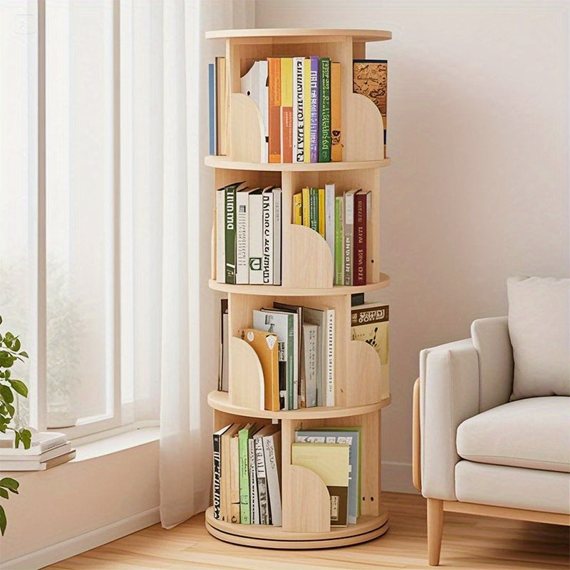 Étagère à livres rotative à 360°, 1 pièce, 3/4/5 niveaux, diamètre 46×H160cm, étagère de rangement peu encombrante pour salon, chambre, bureau, design moderne