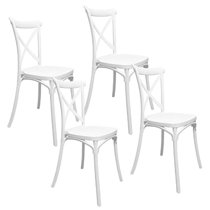 Baroni Home Lot de 4 chaises en plastique blanc – Empilables, prêtes à l'emploi sans assemblage requis, faciles à nettoyer, avec pieds antidérapants pour une stabilité accrue – Idéales pour cuisine, salon, salle à manger, jardin, terrasse ou balcon – Assi