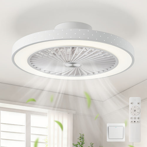 Plafonnier Ventilateur avec Lumière, Ventilateur, Lumières et Télécommande, 6 Vitesses, 3 Options de Couleur, 2 Modes de Contrôle, 6500K LED, Design Slim, Idéal pour Chambres, Salons, Salles à Manger, Cuisines et Bureaux