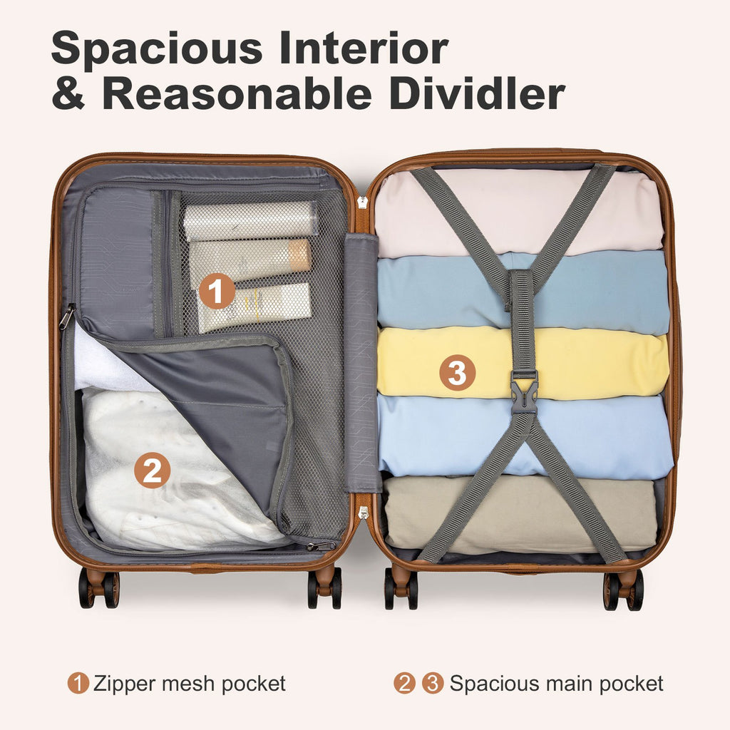 1Pcs de valise 14/20/24/28 pouces Crème Blanc Élégante en ABS+PC à Pois avec Serrure TSA et Trousse de Toilette, Construction Durable en ABS+PC, Serrure Approuvée TSA, Roues de Roulement Silencieuses, Poignée Télescopique, Design Moderne à Pois