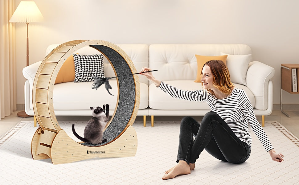 Grande Roue d'Exercice pour Chats et Chiens, Taille XL – Roue de Course en Bois pour Intérieur, Sûre et Confortable, Prévention de l'Obésité chez les Chats, Cadeau de Noël Parfait