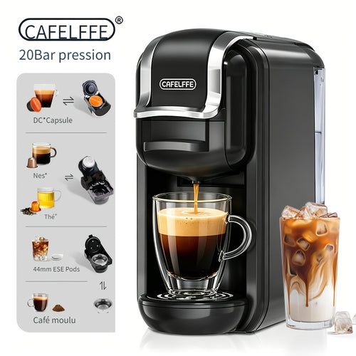 Cadeau Fête des Pères, Machine à café à capsules CAFELFFE MK-603, Machine à espresso 20 bar, Préparation à chaud et à froid, Compatible avec les capsules NS/DG/ESE et le café moulu, Réservoir d'eau amovible de 0,6L, Arrêt automatique, Idéal pour la cuisin