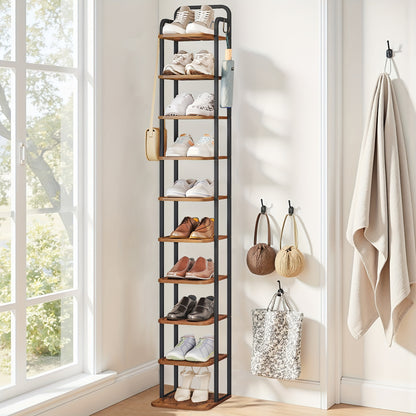 Étagère à chaussures verticale, Organisateur de chaussures,  à chaussures peu encombrante, Autoportante, Réglable, 10 niveaux