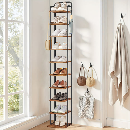 Étagère à chaussures verticale, Organisateur de chaussures,  à chaussures peu encombrante, Autoportante, Réglable, 10 niveaux