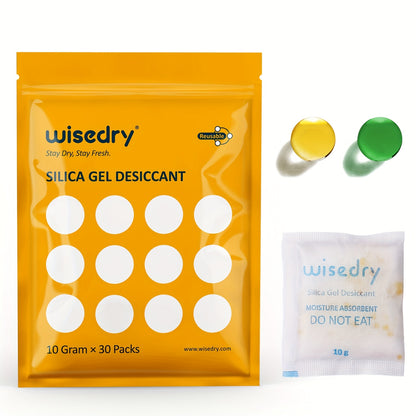 Lot de sachets déshydratants réutilisables Wisedry 5g 10g 50g, emballés individuellement, double couche scellée