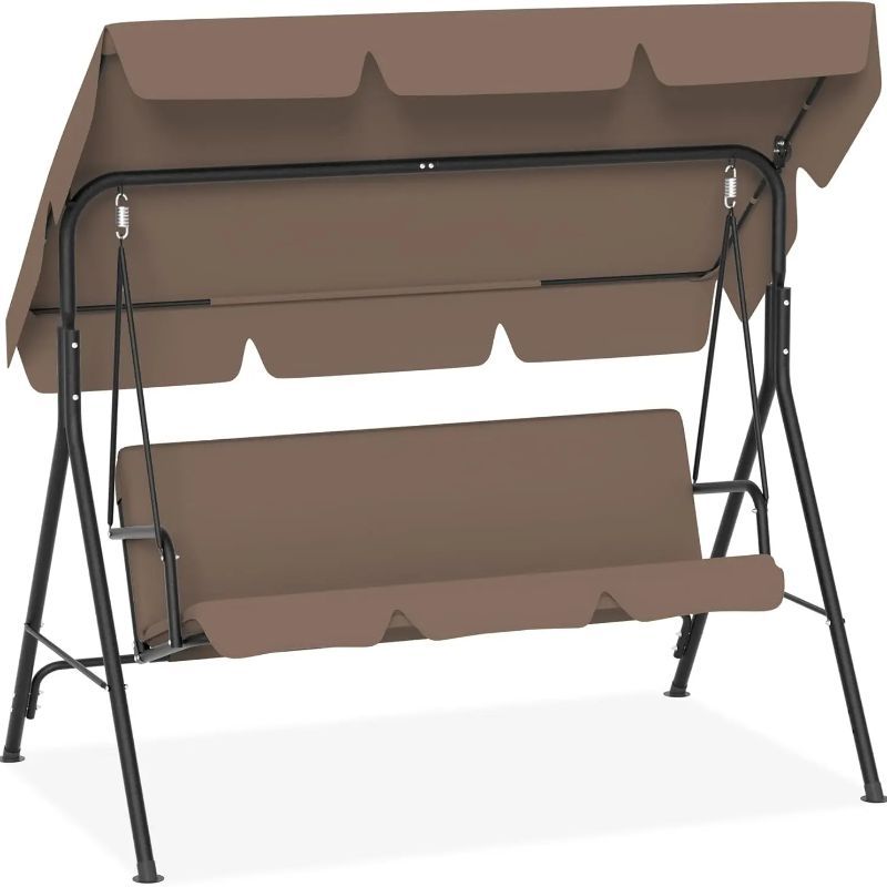 Balancelle de jardin à 3 places avec toit ouvrant réglable et coussin de siège et pieds antidérapants, balançoire de jardin jusqu'à 200 kg, fauteuil à bascule