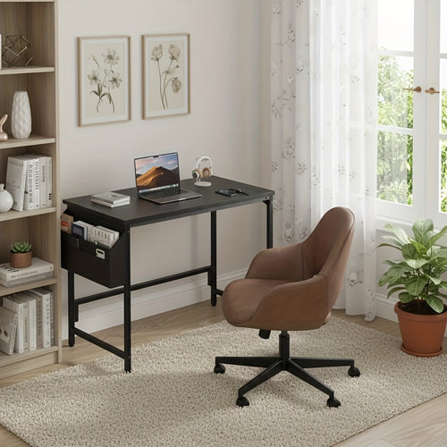 Bureau d'ordinateur 32/40 pouces avec sac de rangement, bureau de bureau à domicile peu encombrant, table d'étude et d'écriture moderne avec repose-pieds réglables, bureau d'ordinateur compact pour la maison, le bureau