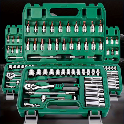 Lot de 216 et 53 pièces, trousse d'outils mécanique professionnelle haut de gamme, douilles standard et de profondeur 1/2" * 1/4" 3/8" drive, clé à cliquet, clé dynamométrique, pour réparation auto pièces et outillage mécanique ménager, outils réparation