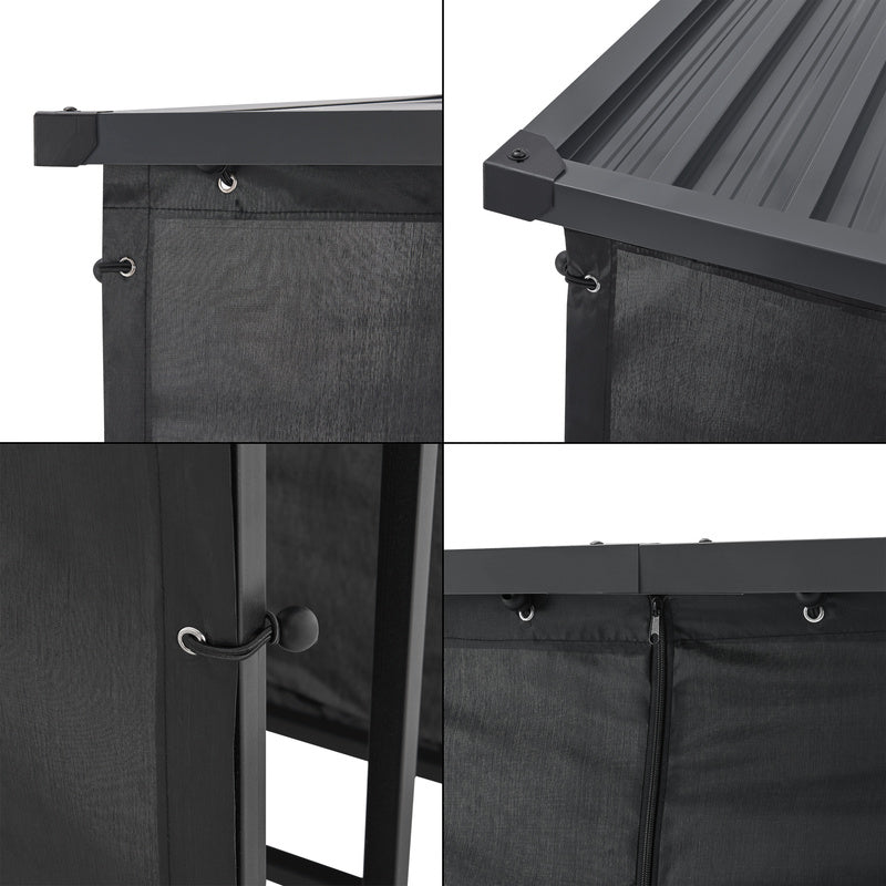 Porte-Bois de Chauffage Extérieur Yakutat avec Couverture, Support en Métal pour Bois de Chauffage, Étagère à Bûches et Aide à Empiler – Noir