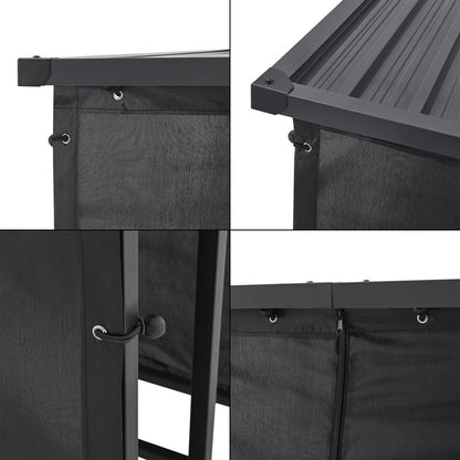 Porte-Bois de Chauffage Extérieur Yakutat avec Couverture, Support en Métal pour Bois de Chauffage, Étagère à Bûches et Aide à Empiler – Noir