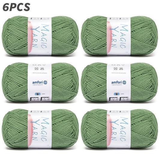 Lot de 3/6 pièces de fil à crochet, fil à tricoter rapide uni en coton acrylique, fil CYC #3 Light Sport, fil de base uni pour tissage et crochet, convient pour jouets, vêtements, chaussettes, écharpes légères, cadeau idéal, chaque pelote 2,47 oz (70 g) 1