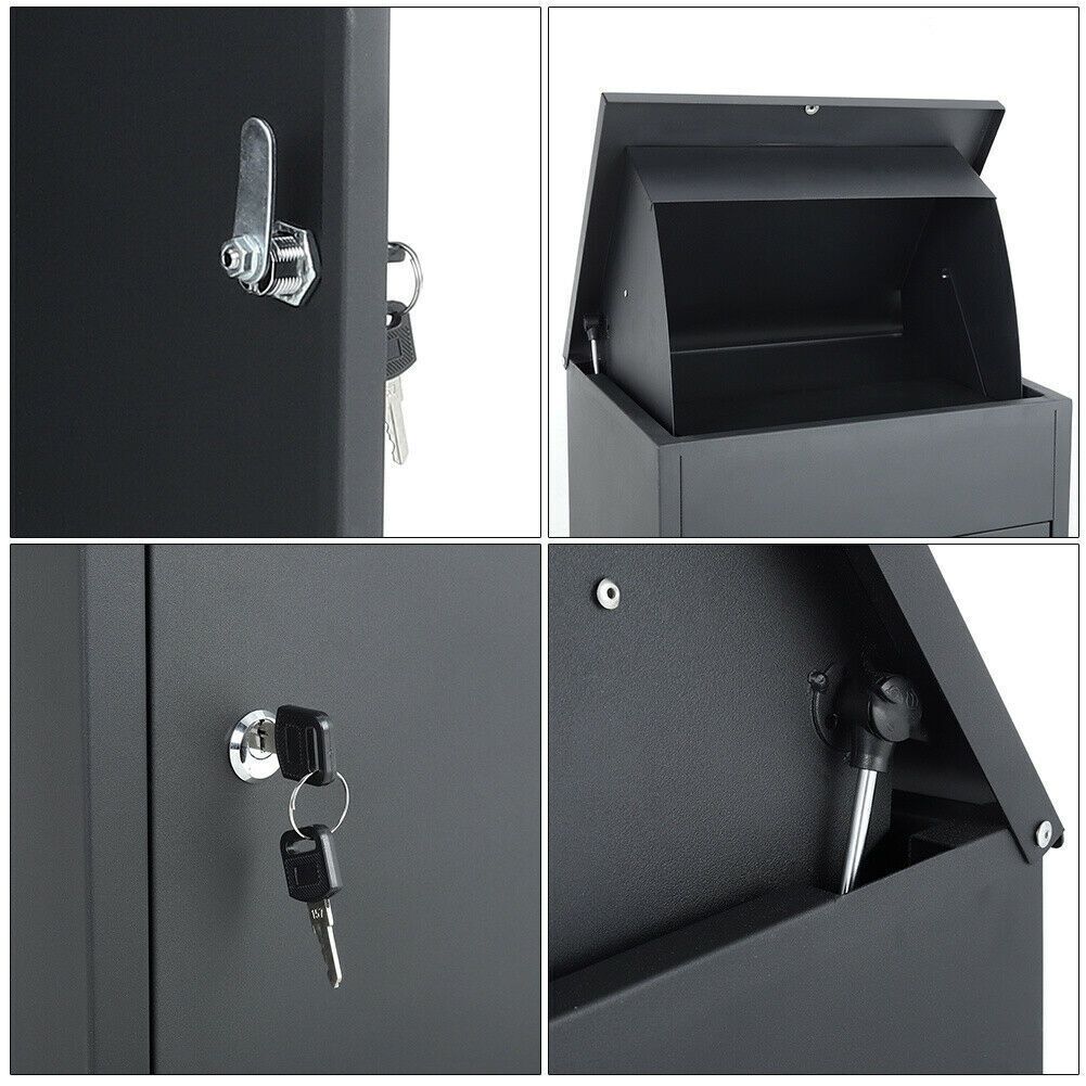Boîte aux lettres grande taille pour courrier et colis, boîte de dépôt extérieure murale avec 2 clés