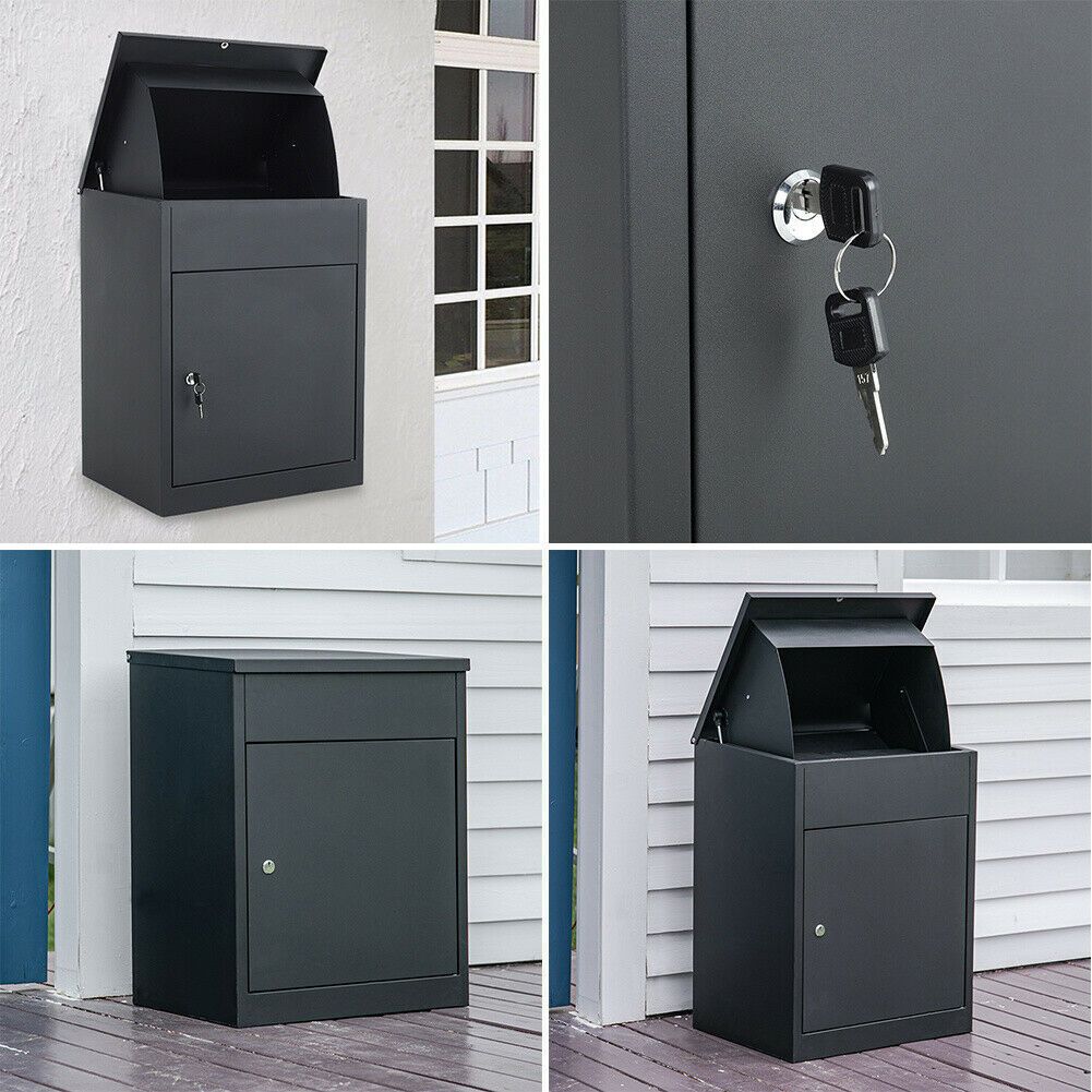 Boîte aux lettres grande taille pour courrier et colis, boîte de dépôt extérieure murale avec 2 clés