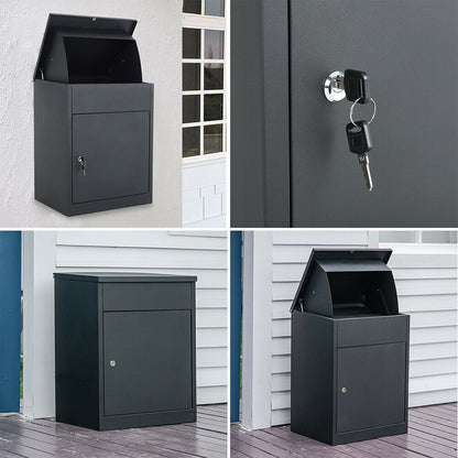 Boîte aux lettres grande taille pour courrier et colis, boîte de dépôt extérieure murale avec 2 clés