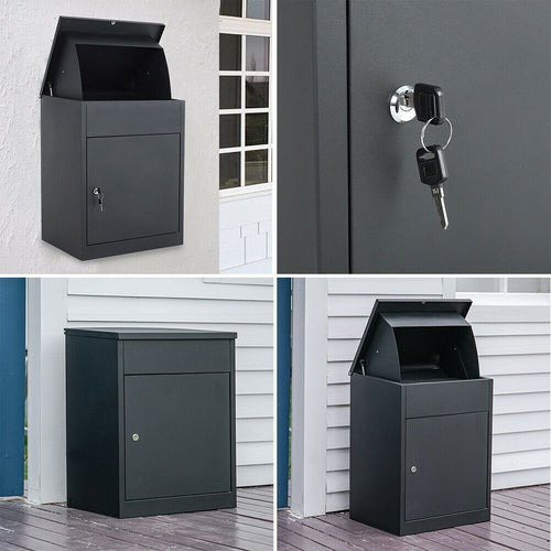 Boîte aux lettres grande taille pour courrier et colis, boîte de dépôt extérieure murale avec 2 clés