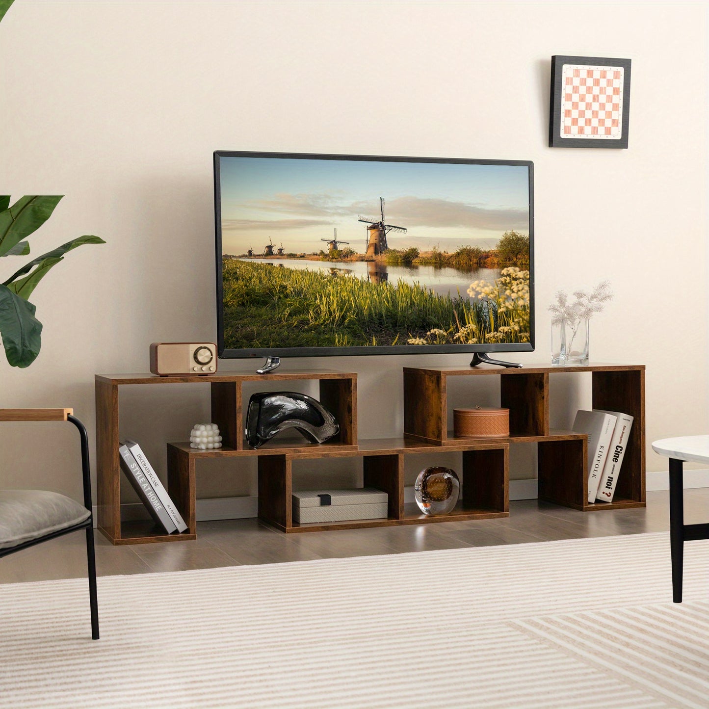 Meuble TV en bois 3 pièces, librement combinable, table TV pour téléviseurs jusqu'à 65", étagère d'angle extensible, meuble TV bas, bibliothèque multifonctionnelle, étagère de rangement