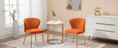 Chaises de salle à manger modernes, Fauteuil d'appoint en velours, Chaises de salon, Lot de 2, Chaise latérale rembourrée avec pieds en métal doré pour salle à manger, cuisine, coiffeuse, terrasse