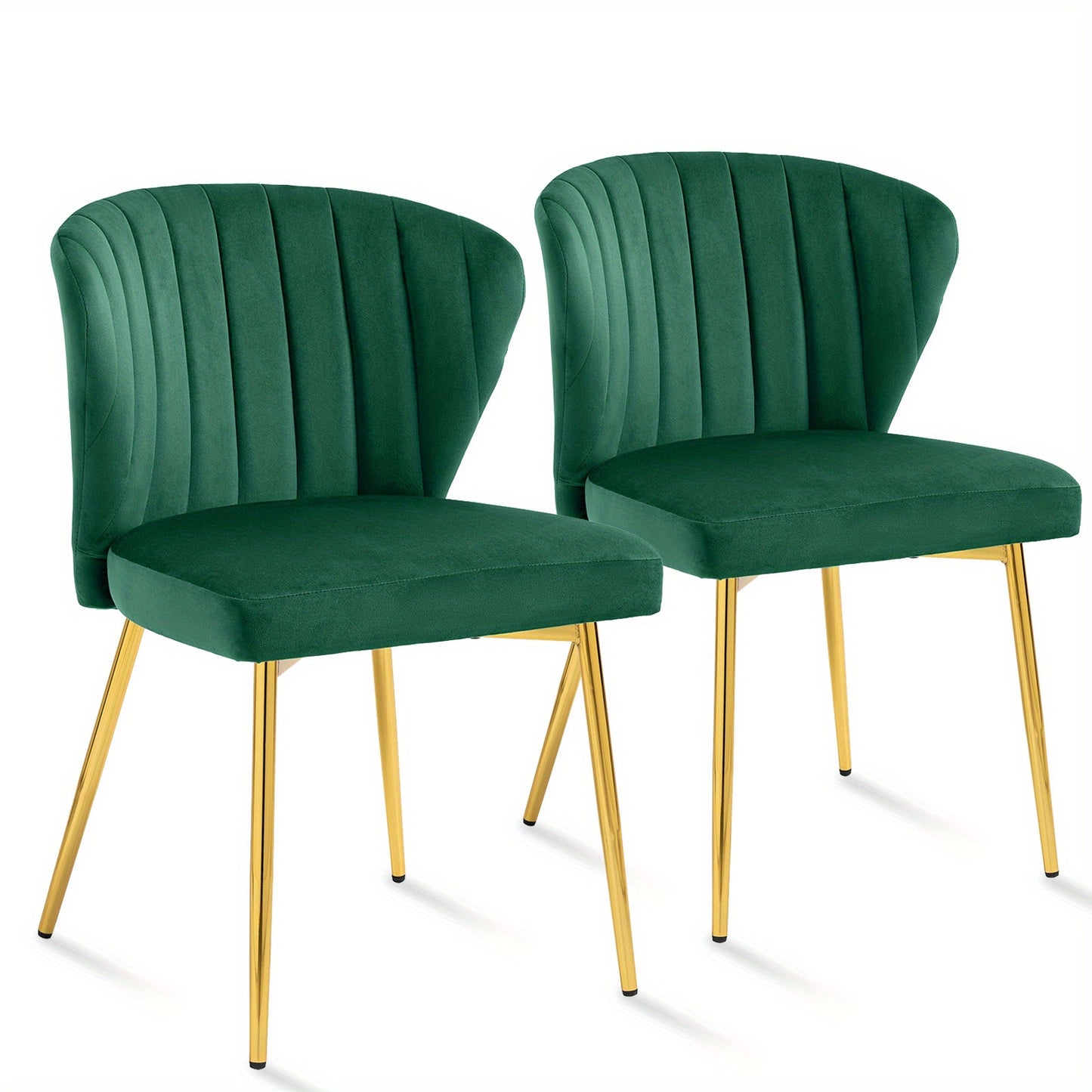 Chaises de salle à manger modernes, Fauteuil d'appoint en velours, Chaises de salon, Lot de 2, Chaise latérale rembourrée avec pieds en métal doré pour salle à manger, cuisine, coiffeuse, terrasse