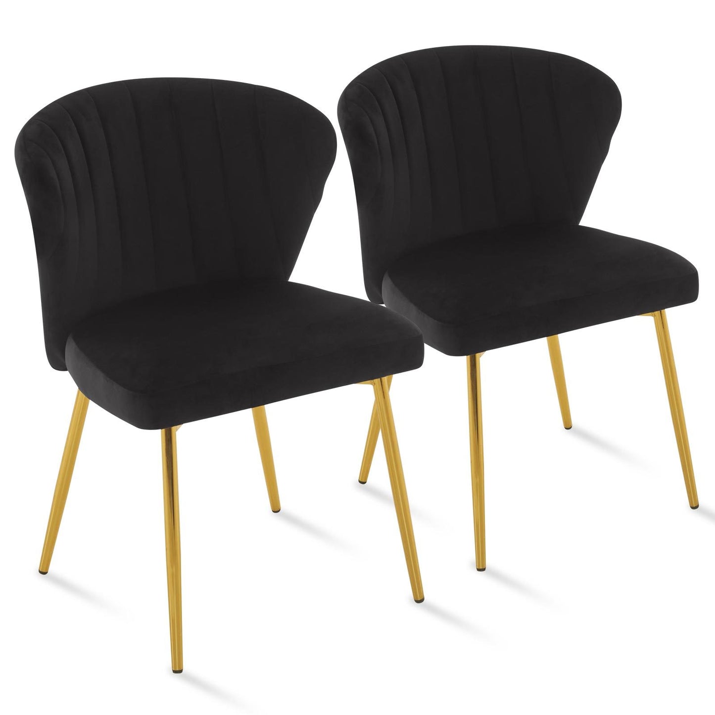 Chaises de salle à manger modernes, Fauteuil d'appoint en velours, Chaises de salon, Lot de 2, Chaise latérale rembourrée avec pieds en métal doré pour salle à manger, cuisine, coiffeuse, terrasse