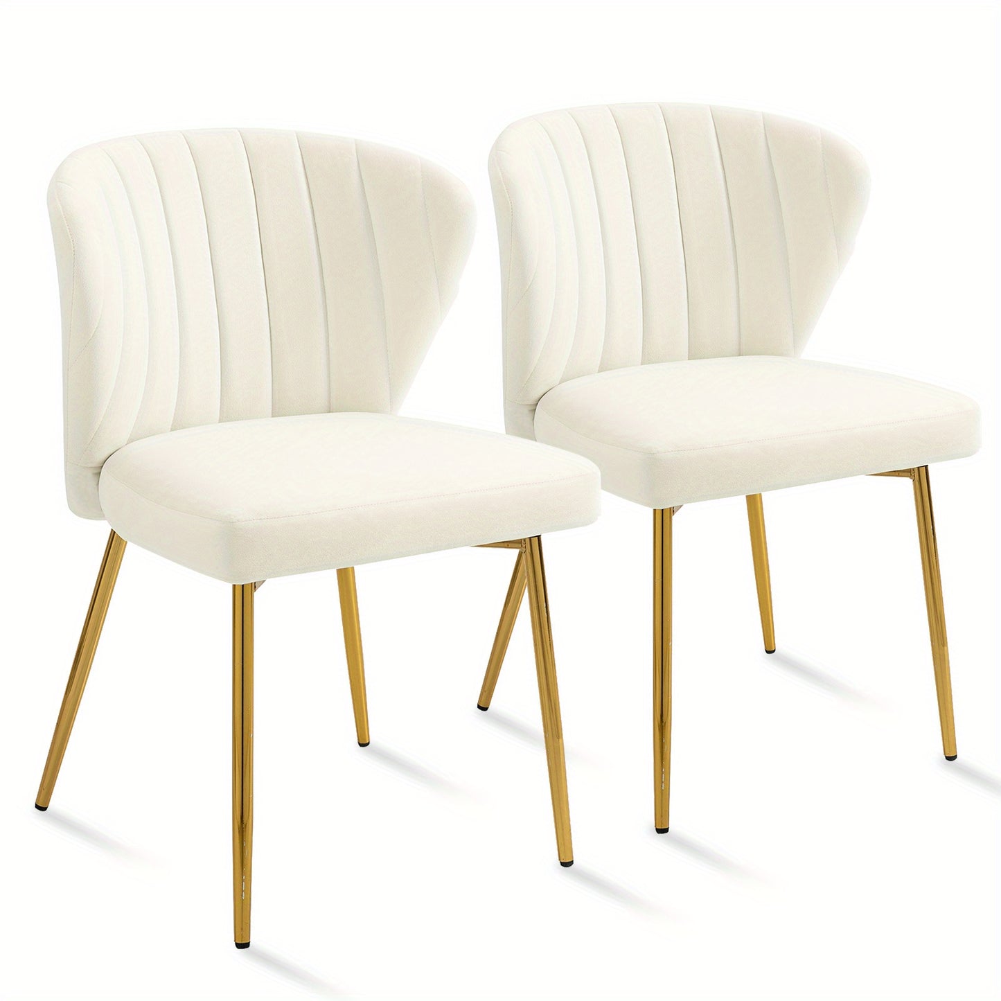 Chaises de salle à manger modernes, Fauteuil d'appoint en velours, Chaises de salon, Lot de 2, Chaise latérale rembourrée avec pieds en métal doré pour salle à manger, cuisine, coiffeuse, terrasse