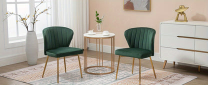 Chaises de salle à manger modernes, Fauteuil d'appoint en velours, Chaises de salon, Lot de 2, Chaise latérale rembourrée avec pieds en métal doré pour salle à manger, cuisine, coiffeuse, terrasse