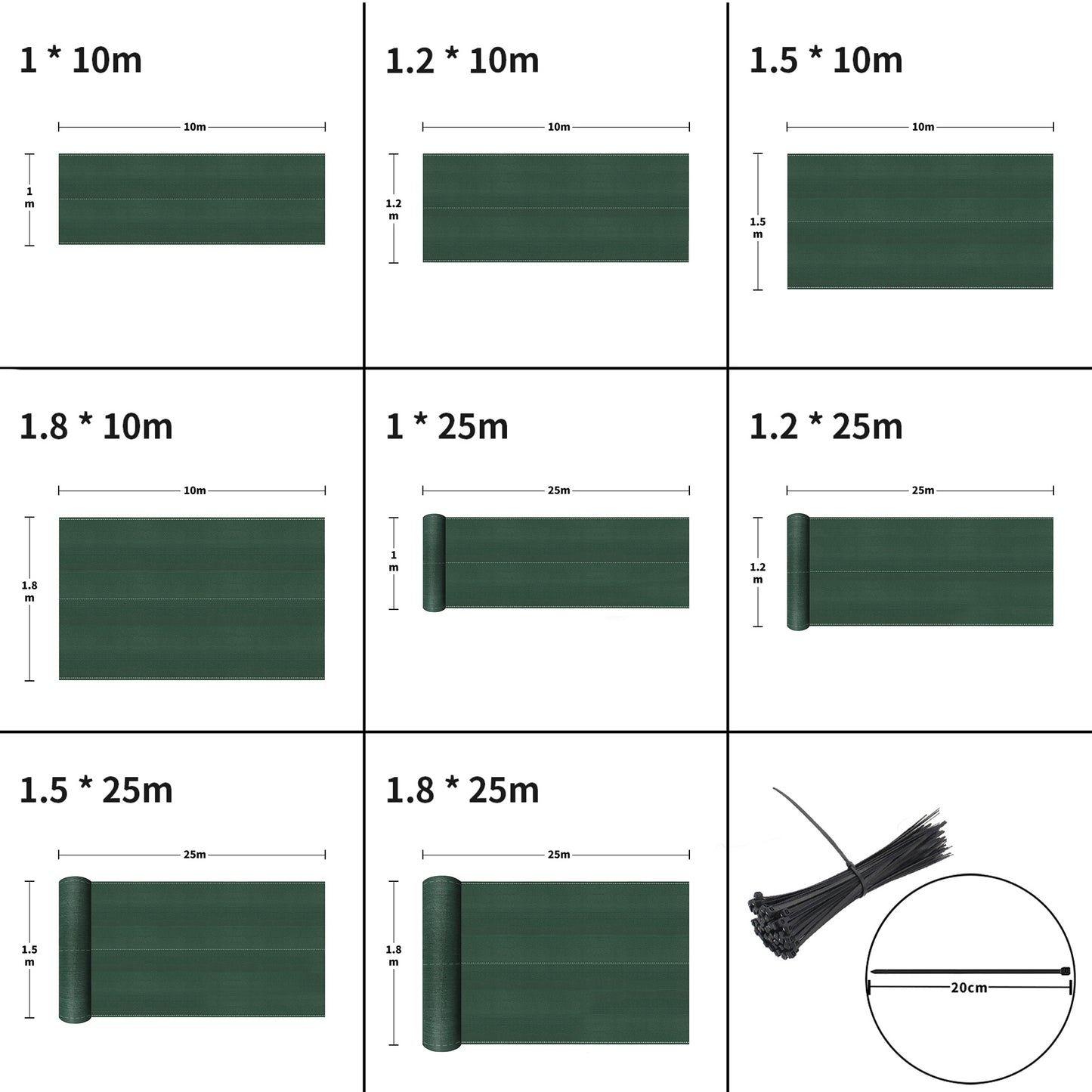 Écran de Clôture et Filet d'Ombre Haute Densité -UV - Résistant au Vent en HDPE, Idéal pour Terrains de Sport, Jardins, Courts de Tennis - Tissu d'Ombre Extérieur à Installer