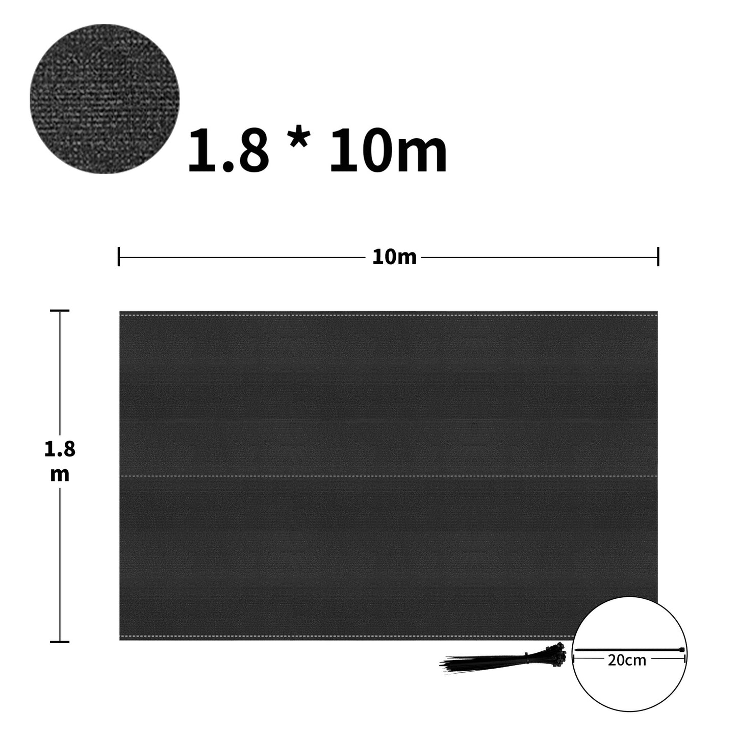 Écran de Clôture et Filet d'Ombre Haute Densité -UV - Résistant au Vent en HDPE, Idéal pour Terrains de Sport, Jardins, Courts de Tennis - Tissu d'Ombre Extérieur à Installer