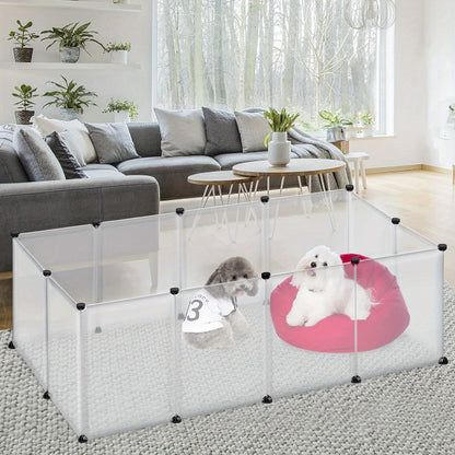 Enclos extensible en plastique de 145x75x48 cm pour lapins en liberté, parc pour petits animaux pour lapins, hamsters, chiots et chatons (avec/sans porte)