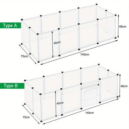 Enclos extensible en plastique de 145x75x48 cm pour lapins en liberté, parc pour petits animaux pour lapins, hamsters, chiots et chatons (avec/sans porte)
