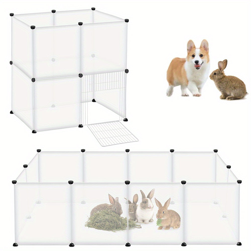 Enclos extensible en plastique de 145x75x48 cm pour lapins en liberté, parc pour petits animaux pour lapins, hamsters, chiots et chatons (avec/sans porte)