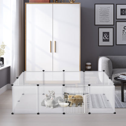 Enclos extensible en plastique de 145x75x48 cm pour lapins en liberté, parc pour petits animaux pour lapins, hamsters, chiots et chatons (avec/sans porte)