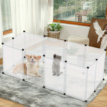 Enclos extensible en plastique de 145x75x48 cm pour lapins en liberté, parc pour petits animaux pour lapins, hamsters, chiots et chatons (avec/sans porte)