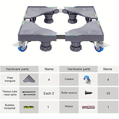Pied de machine à laver 40-68 cm, base de support réglable pour lève-meuble, pour sèche-linge, machine à laver et réfrigérateur