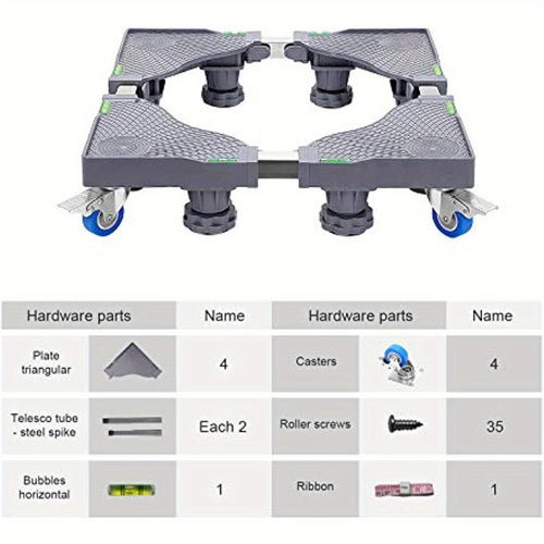Pied de machine à laver 40-68 cm, base de support réglable pour lève-meuble, pour sèche-linge, machine à laver et réfrigérateur