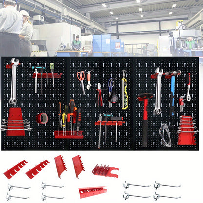 Panneau mural à outils en métal, 120x60x2 cm, avec 17 crochets, pour atelier ou espace DIY
