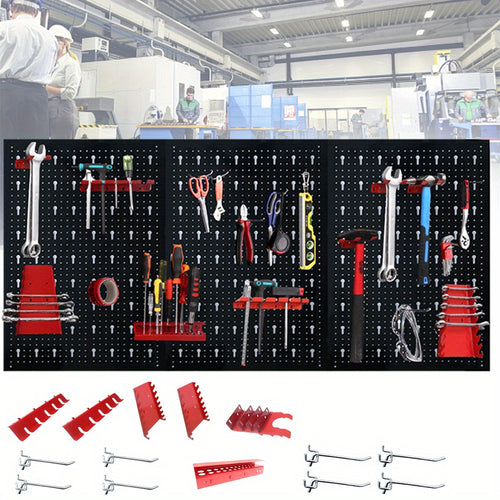 Panneau mural à outils en métal, 120x60x2 cm, avec 17 crochets, pour atelier ou espace DIY